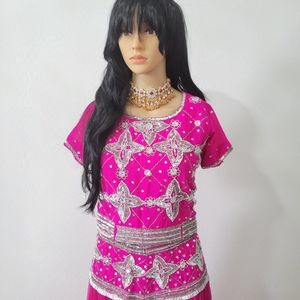 3 pieces magenta sharara